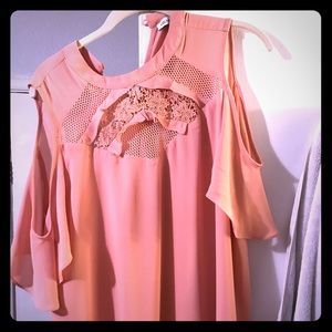 Pink peek shoulder shirt